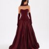 Bordo Eldiven Detaylı Elbise